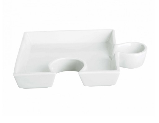 Platou servire aperitive, Puzzle Hors-D&#039;oeuvres-Dish, Excelsa, 19.5x15 cm, portelan, alb