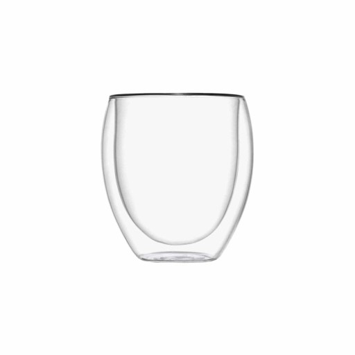 Set 2 pahare cu perete dublu, Brandani, 250 ml, 7.5x9 cm, sticla