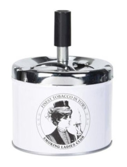 Scrumiera Smoking Ladies Club, 9x12 cm, metal, alb/negru