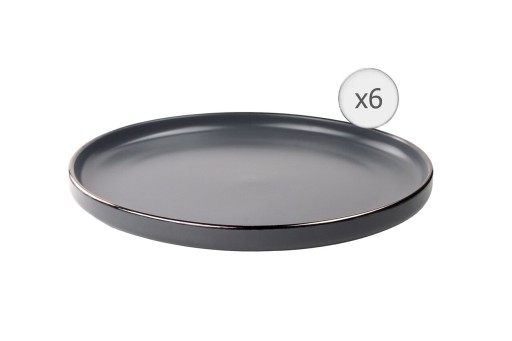 Set 6 farfurii intinse Calypso, Art of Dining by Heinner, 27 cm, ceramica, gri