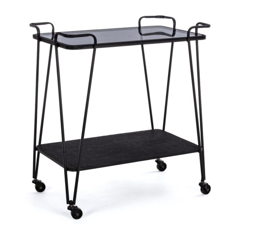 Carucior cu 2 rafturi  Zaira, Bizzotto, 60 x 38 x 68 cm, otel/sticla temperata