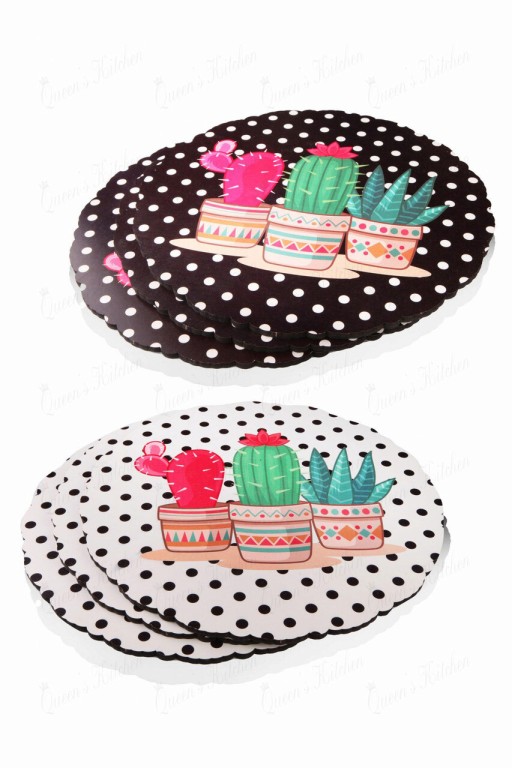 Set de covorașe de masă din lemn, Hermia, 196RWE5909, Mașină de spălat vase - nesigură / Cuptor cu microunde - nesigură, Alb/Negru