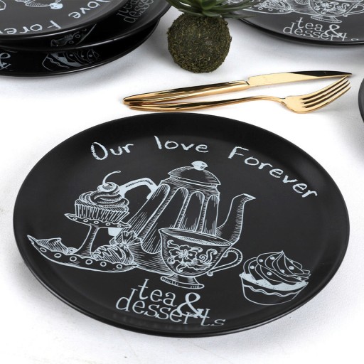 Set platouri servire, Keramika, 275KRM1408, Ceramica, Negru mat