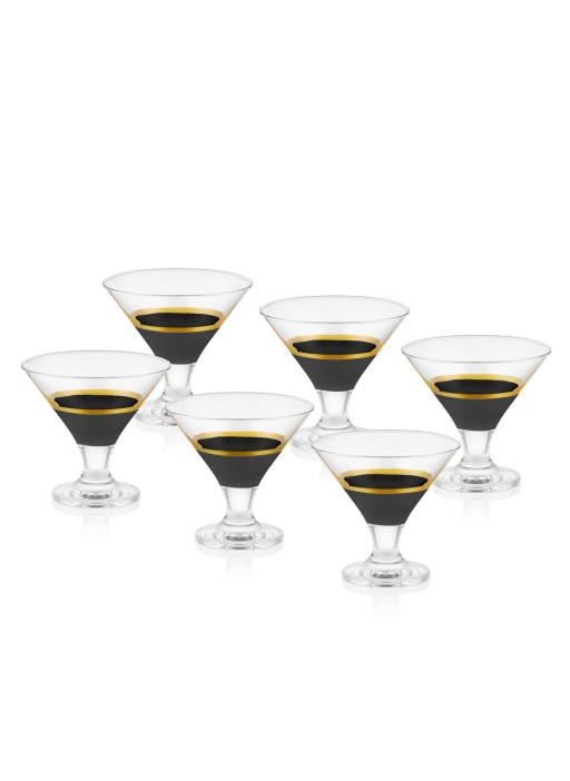 Set cupe pentru inghetata, Mia, 742TMA4789, Sticla, Negru