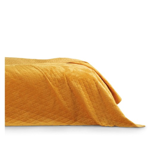 Cuvertură galbenă matlasată din catifea 240x260 cm Laila – Restilo