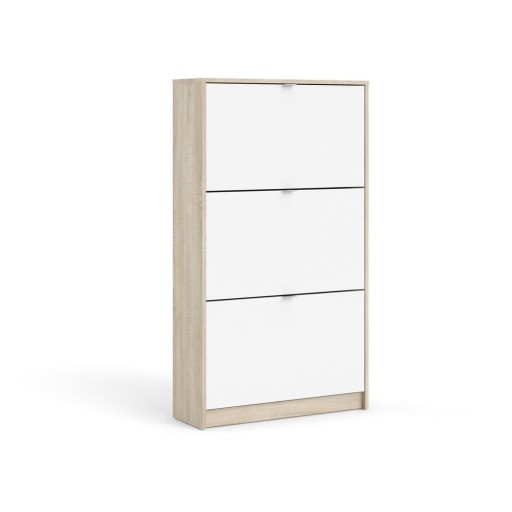 Pantofar alb/în culoare naturală cu deschidere înclinată cu aspect de lemn de stejar Shoes – Tvilum