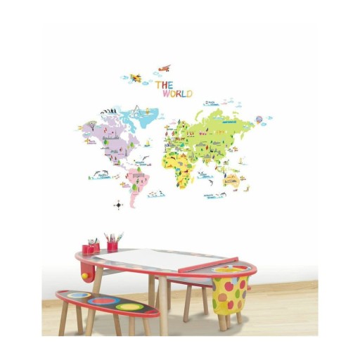 Hartă 135x65 cm pentru copii World Map – Ambiance