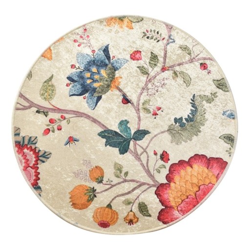 Covoraș de baie gri din catifea ø 140 cm Vintage Flower – Foutastic
