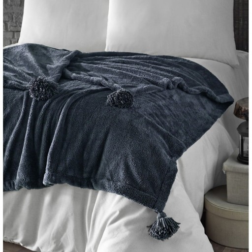 Cuvertură gri antracit din micropluș pentru pat dublu 200x220 cm Puffy – Mijolnir