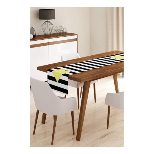 Napron de masă 45x140 cm Black Stripes – Minimalist Cushion Covers