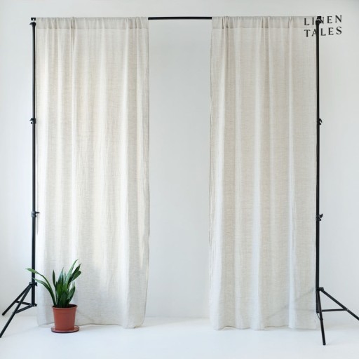 Draperie subțire cu bucle de prindere Linen Tales Daytime, 250 x 130 cm, bej