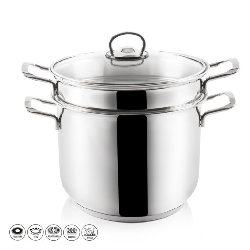 Oală inoxidabilă cu capac pentru paste Orion Anett, 6 l
