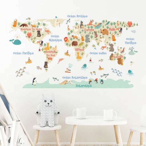 Hartă 130x130 cm pentru copii Pastel World Map – Ambiance
