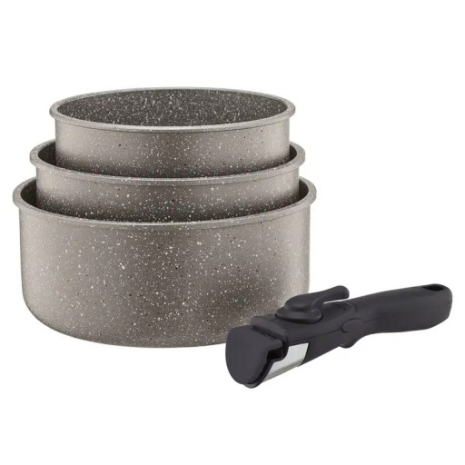 Set 3 oale cu maner detasabil  Silverstone, Ambition, 16/18/20 cm, invelis Qualum Basic Stone