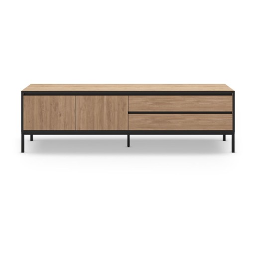 Masă TV în culoare naturală cu aspect de lemn de stejar 180x55 cm Lorenza – Marckeric