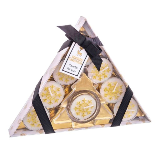 Set de lumânări și sfeșnic de ceai 8 buc. cu model de Crăciun – Casa Selección