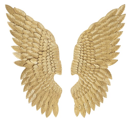 Set 2 decoratiuni de perete, Wings Beauty, Mauro Ferretti, 37 x 100 cm, fier, auriu