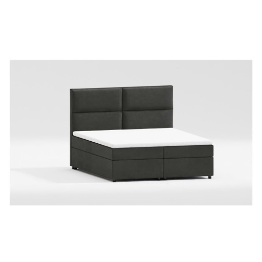 Pat boxspring gri închis cu spațiu de depozitare 200x200 cm Rico – Ropez