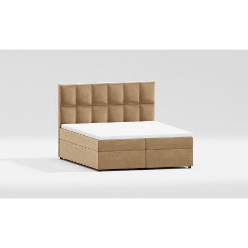 Pat boxspring galben ocru cu spațiu de depozitare 140x200 cm Flip – Ropez