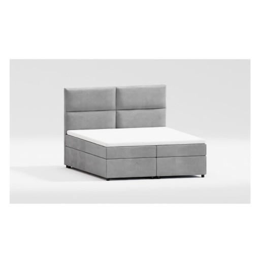 Pat boxspring gri deschis cu spațiu de depozitare 160x200 cm Rico – Ropez