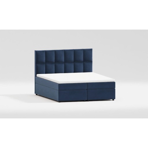 Pat boxspring albastru închis cu spațiu de depozitare 200x200 cm Flip – Ropez