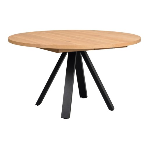 Masă de dining natural rotundă extensibilă cu aspect de lemn de stejar ø 135 cm Maddock – Rowico
