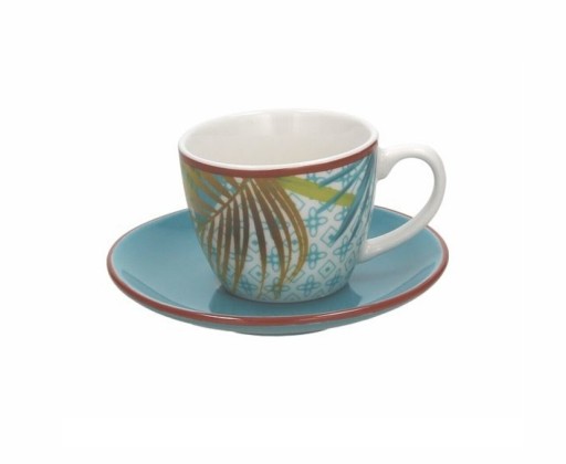 Set 6 cesti de cafea cu farfurii  Metropolis Jungle, Tognana, ceramica, 80 ml/11 cm, multicolor