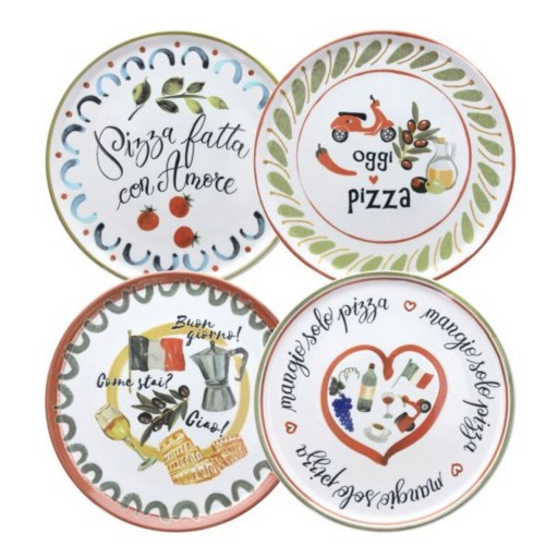 Set 4 platouri pizza Cinzia V4, Andrea Fontebasso, 33 cm, portelan, multicolor