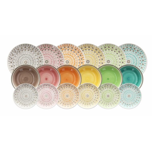 Serviciu de masa 18 piese, Capetown, Tognana, ceramica, multicolor