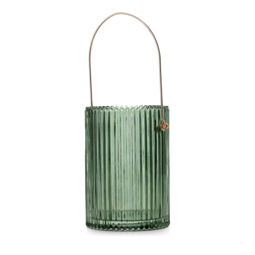 Vază verde din sticlă (înălțime 15 cm) Lanate – Restilo