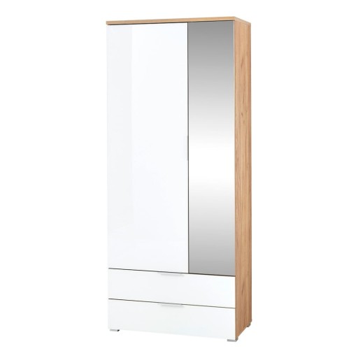 Dulap cu oglindă alb/aspect de lemn de stejar 84x196 cm Telde - Germania