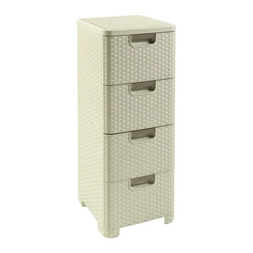 Dulap de baie crem înalt din plastic 33x79 cm Rattan – Curver