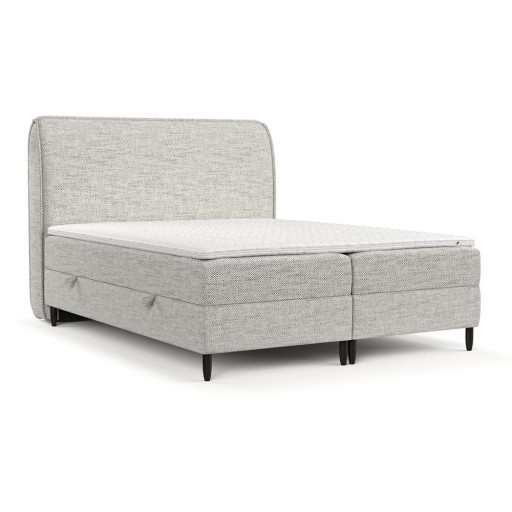 Pat boxspring gri deschis cu spațiu de depozitare 200x200 cm Melba – Maison de Rêve