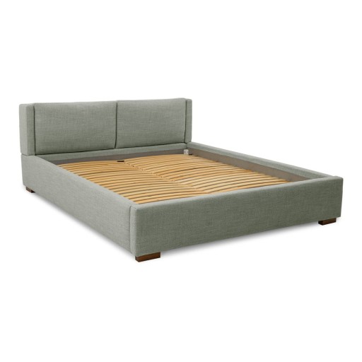 Pat matrimonial gri tapițat cu somieră 160x200 cm Dreamer – Scandic
