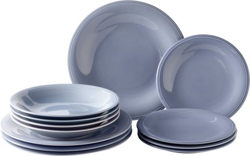 Set de masa 12 piese, Like Villeroy &amp; Boch, Color Loop Horizon, portelan premium, albastru