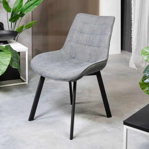 Scaun Colin, Homla, 61x53x88 cm, metal/MDF/textil, gri inchis