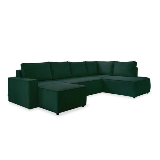 Colțar verde închis extensibil cu tapițerie din catifea reiată (cu colț pe partea dreaptă/în formă de "U") Brave Dave – Miuform