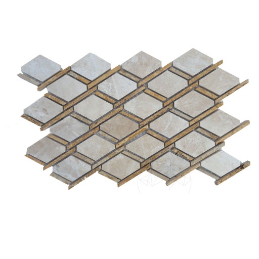 Mozaic Marmura Beige & Travertin Yellow Maze Polisat, 30.5 x 30.5 cm