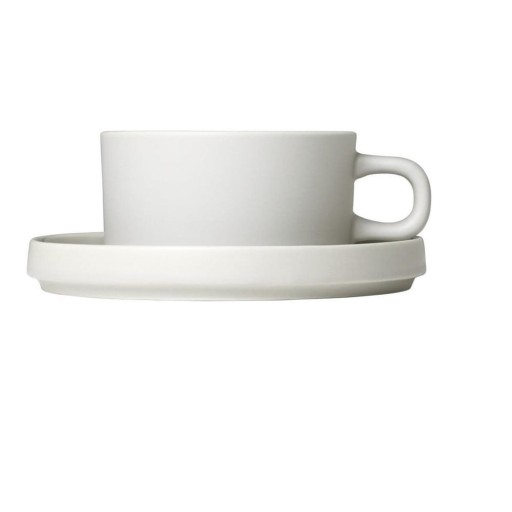 Set 2 cești cu farfurioară din ceramică Blomus Pilar, 170 ml, alb