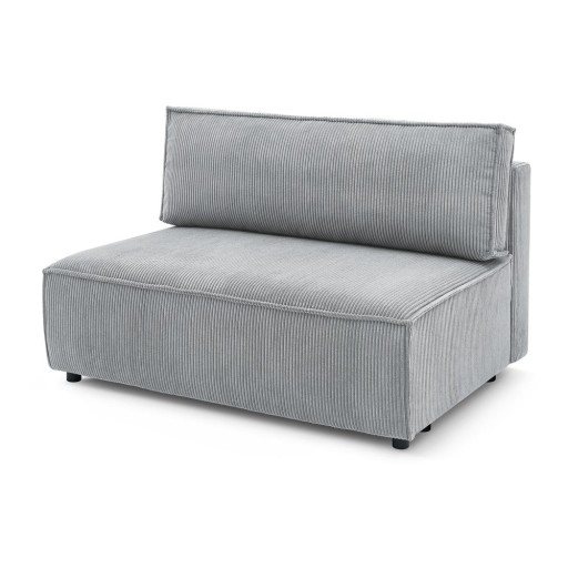 Modul pentru canapea gri deschis cu tapițerie din catifea reiată (de mijloc) Nihad modular – Bobochic Paris