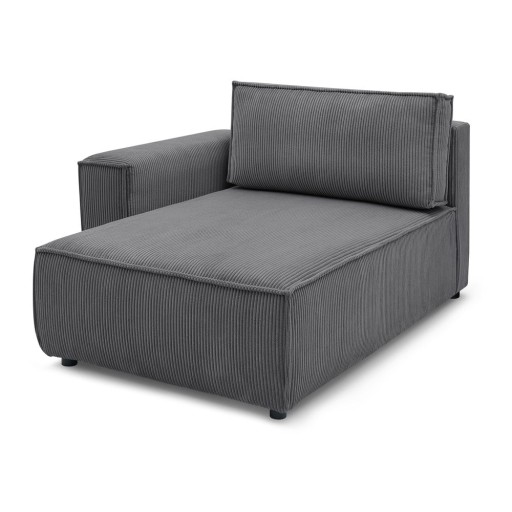 Modul pentru canapea gri închis cu tapițerie din catifea reiată (cu colț pe partea stângă ) Nihad modular – Bobochic Paris
