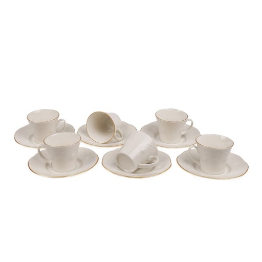 Set 6 cești din porțelan pentru cafea cu farfurie Stitched