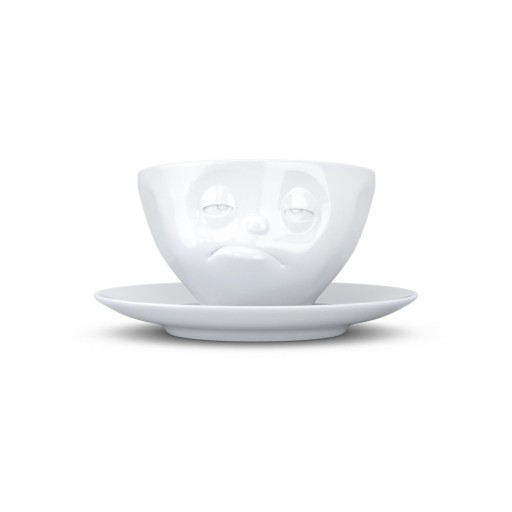Ceașcă din porțelan cu farfurie, supărăcios, 58products, alb