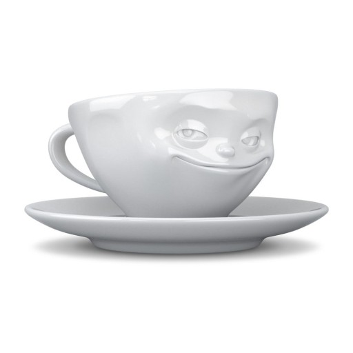 Ceașcă din porțelan pentru cafea 58products Smile, 200 ml, alb