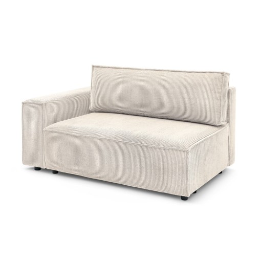 Modul pentru canapea crem cu tapițerie din catifea reiată (cu colț pe partea stângă ) Nihad modular – Bobochic Paris
