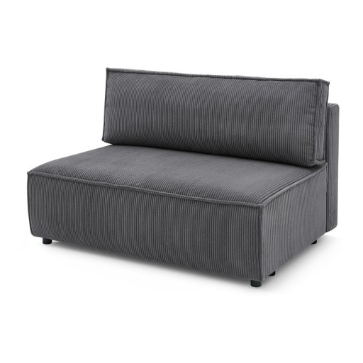 Modul pentru canapea gri închis cu tapițerie din catifea reiată (de mijloc) Nihad modular – Bobochic Paris