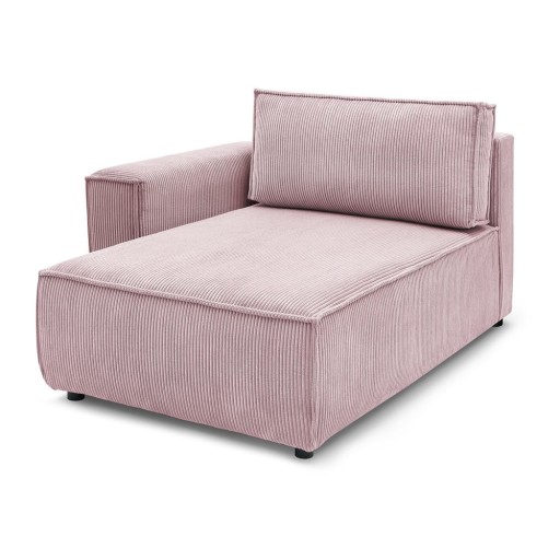 Modul pentru canapea roz deschis cu tapițerie din catifea reiată (cu colț pe partea stângă ) Nihad modular – Bobochic Paris