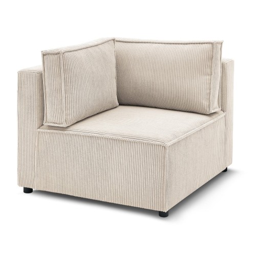 Modul pentru canapea crem cu tapițerie din catifea reiată (cu colț variabil) Nihad modular – Bobochic Paris