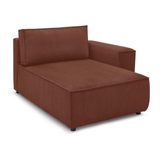 Modul pentru canapea cărămiziu cu tapițerie din catifea reiată (cu colț pe partea dreaptă) Nihad modular – Bobochic Paris