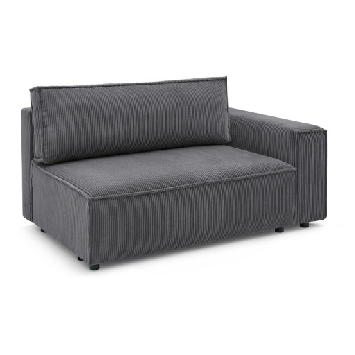Modul pentru canapea gri închis cu tapițerie din catifea reiată (cu colț pe partea dreaptă) Nihad modular – Bobochic Paris